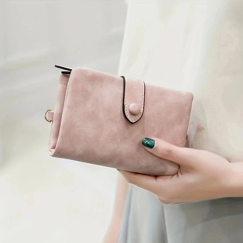 Tri-fold Short Women Wallets with Coin Zipper Pocket Minimalist