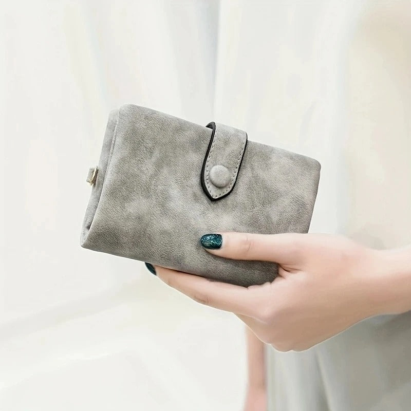 Tri-fold Short Women Wallets with Coin Zipper Pocket Minimalist