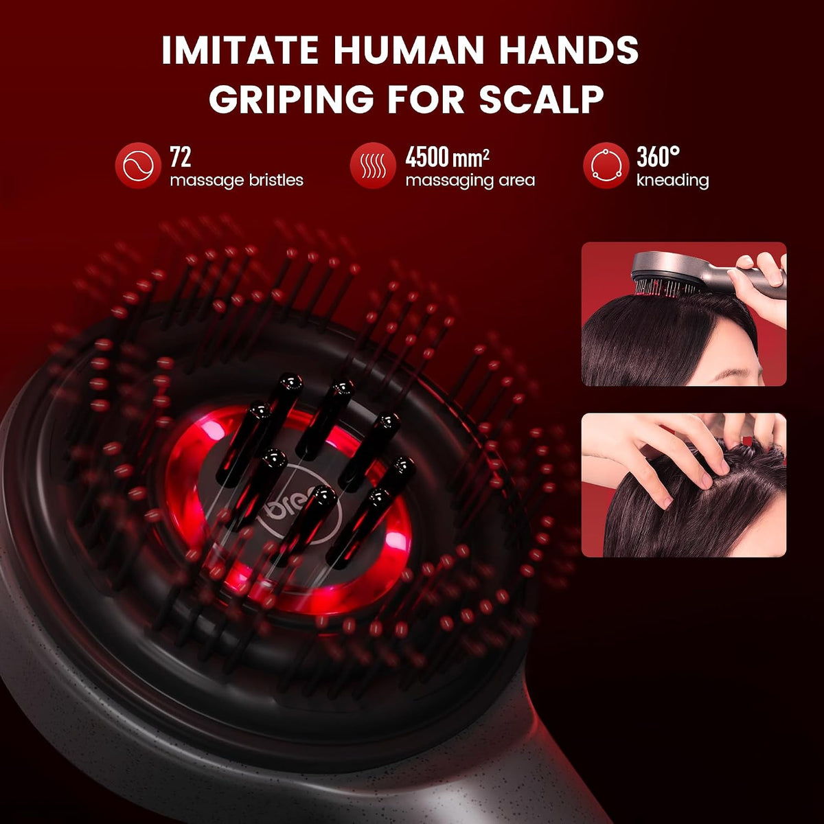 Scalp 3-in-1 Electric Scalp Massager – 360° Shiatsu Head Massage Brush, Waterproof Cordless Hair Care Device – جهاز تدليك فروة الرأس الكهربائي 3 في ، جهاز لاسلكي مقاوم للماء للعناية بالشعر وتدليك الرأس والاسترخاء
