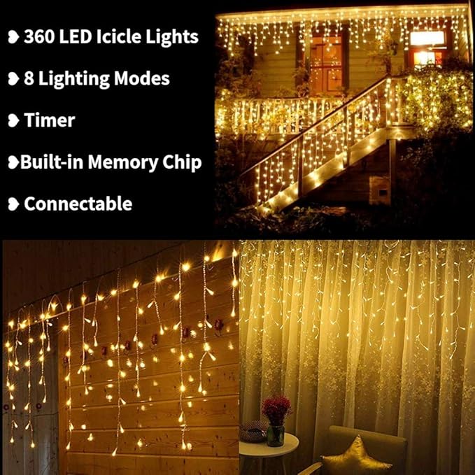 Icicle Lights  Fairy Icicle String Light with 60 Drops