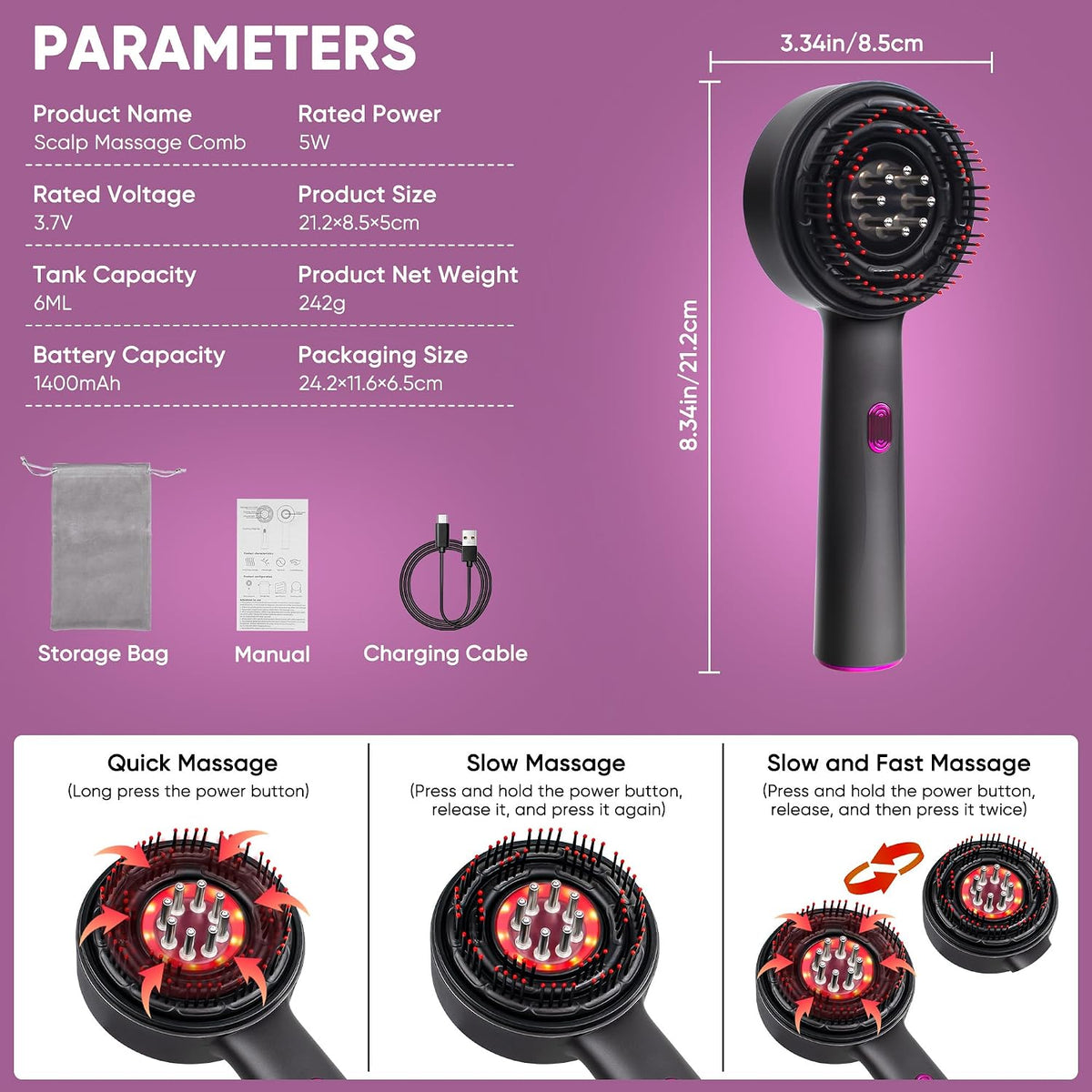 Scalp 3-in-1 Electric Scalp Massager – 360° Shiatsu Head Massage Brush, Waterproof Cordless Hair Care Device – جهاز تدليك فروة الرأس الكهربائي 3 في ، جهاز لاسلكي مقاوم للماء للعناية بالشعر وتدليك الرأس والاسترخاء