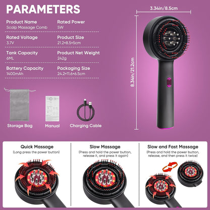 Scalp 3-in-1 Electric Scalp Massager – 360° Shiatsu Head Massage Brush, Waterproof Cordless Hair Care Device – جهاز تدليك فروة الرأس الكهربائي 3 في ، جهاز لاسلكي مقاوم للماء للعناية بالشعر وتدليك الرأس والاسترخاء