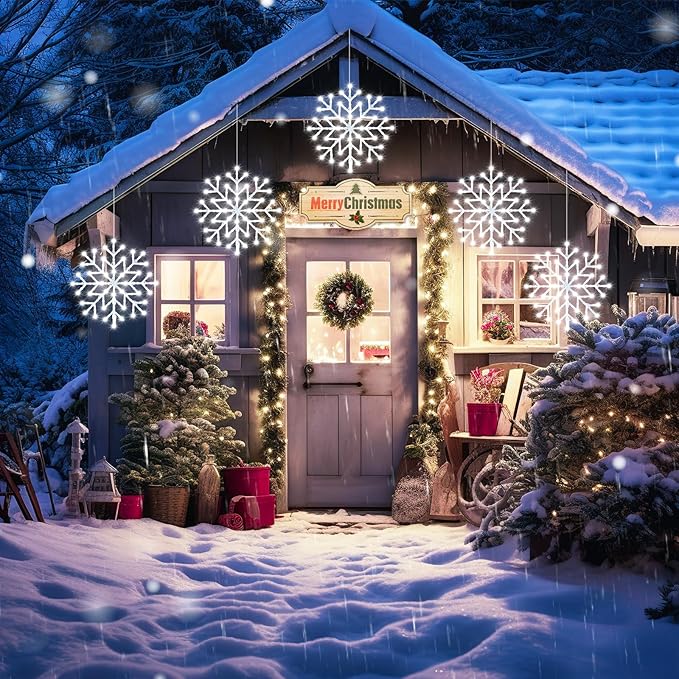 Snowflake Window Light with 8 Modes, Hanging Lights