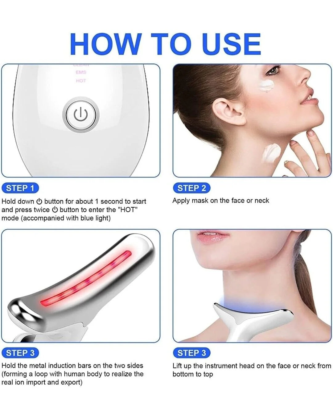 Neck & Face Firming Massager, Anti-Wrinkle Beauty Device, Double Chin Sculpting & Skin Tightening Tool  -    جهاز شد الوجه والرقبة، مساج مضاد للتجاعيد، نحت الذقن المزدوج وشد البشرة