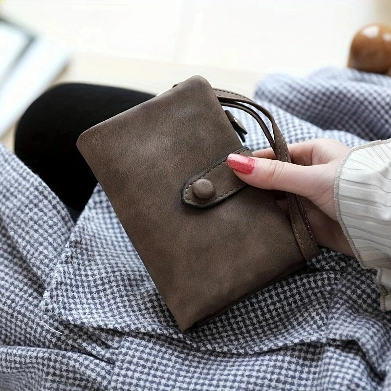 Tri-fold Short Women Wallets with Coin Zipper Pocket Minimalist